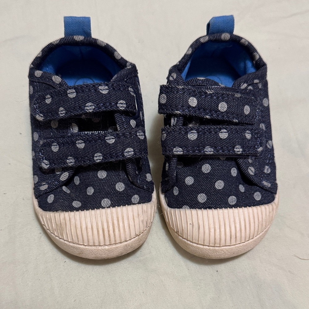 Cat & Jack Parker Navy Blue Polka Dot Velcro Machine Washable Toddler Shoes 5